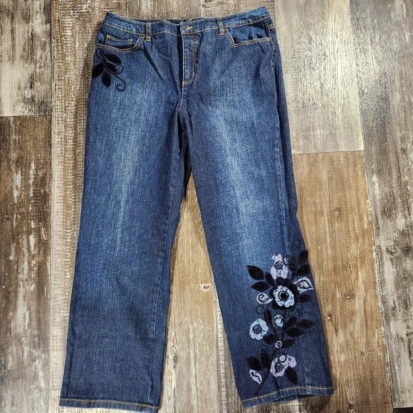 Talbots Petites Stretch Cropped Blue Jean Size 14 - Picture 1 of 10